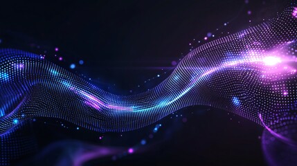 Poster - A stunning abstract composition featuring vibrant waves of light in vivid purple and blue tones
