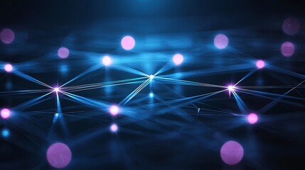A stunning digital background featuring vibrant blue and purple lights that create an interconnected network effect, perfect for technology-themed projects and presentations.