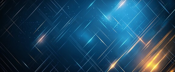 Poster - A vibrant abstract background featuring diagonal lines and luminous effects in blue and gold hues, perfect for digital projects, presentations, and creative designs.