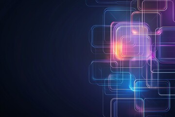 Poster - A vibrant abstract background featuring glowing geometric shapes in hues of blue and pink, perfect for modern designs, digital materials, and creative projects.