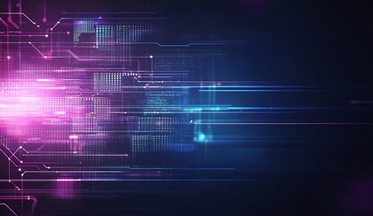 Poster - A vibrant abstract illustration showcasing digital circuitry against a dark background, emphasizing the fusion of technology and creativity, ideal for tech-focused projects.