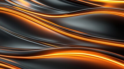 Poster - A vibrant abstract image featuring smooth, flowing lines of contrasting black and orange, creating a sense of motion and energy. Ideal for backgrounds and modern designs.