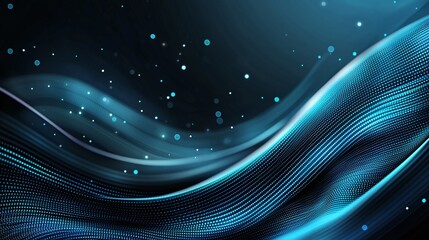 Poster - A vibrant and dynamic abstract background featuring flowing blue waves and illuminated particles. This design evokes a sense of movement and energy, perfect for digital projects.