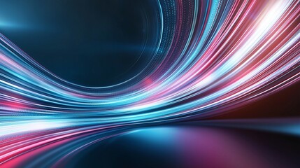 Poster - A vibrant and dynamic abstract background featuring flowing lines of blue and pink light, creating a sense of motion and energy. Perfect for futuristic designs and tech themes.