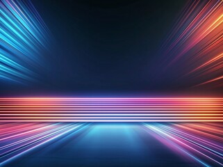 Poster - A vibrant and dynamic abstract background featuring neon lights in blue and orange, giving a sense of motion and energy. Ideal for modern designs, advertising, or digital art.