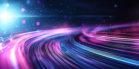 Poster - A vibrant and dynamic digital background featuring swirling lines of purple and blue light. Ideal for use in modern designs, technology themes, or creative projects.