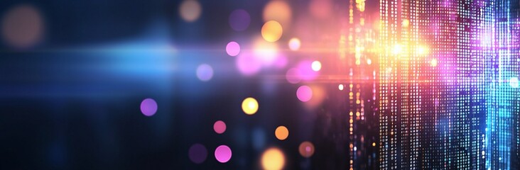 Poster - A vibrant digital landscape featuring colorful lights and abstract patterns, representing innovation and creativity in technology. Perfect for modern design and futuristic themes.