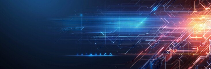 Poster - A vibrant high-tech abstract background featuring dynamic lines and glowing elements, perfect for representing innovation, speed, and digital advancement in various media.