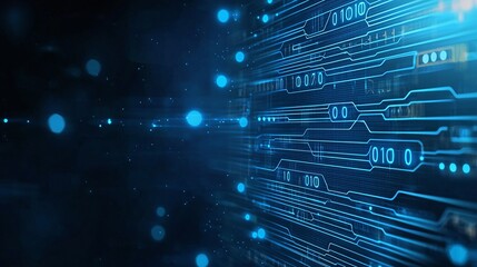 Aufkleber - a visually striking representation of digital data, featuring intricate patterns of blue circuitry a