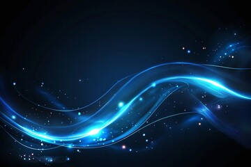 Poster - A vivid illustration of flowing blue light waves against a dark background, creating a captivating visual effect. Ideal for digital design, backgrounds, and creative projects.