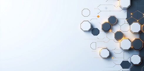 Poster - Abstract background featuring hexagonal shapes and interconnected lines
