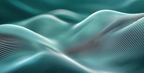 Poster - Abstract design featuring smooth waves and flowing lines in soothing teal tones. This image captures a sense of motion and tranquility, perfect for modern and artistic projects.