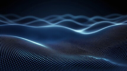 Poster - Abstract digital waves in a mesmerizing blue gradient. This image represents innovation and modern design, ideal for tech-related projects or digital art backgrounds.