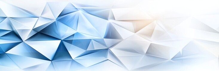 Poster - Abstract geometric background featuring a blend of blue and white triangular shapes, perfect for modern designs, digital graphics, and professional presentations.