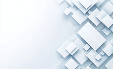 Poster - Abstract geometric background featuring overlapping squares in soft shades of white and blue. Ideal for modern design projects, presentations, or creative digital artwork.