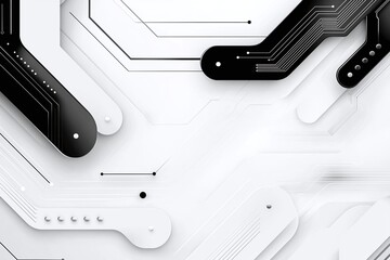 Poster - Abstract illustration featuring intricate circuit designs in black and white. Ideal for representing innovation, digital culture, or modern technology. Versatile and eye-catching.