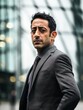 © Di - A confident and authoritative Business CEO, dressed in a formal suit, stands with a serious expression, embodying the essence of leadership and decision-making in a corporate setting,