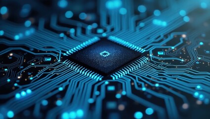 Leinwandbilder - Verilator. Electronic circuit board is blue and has many small dots