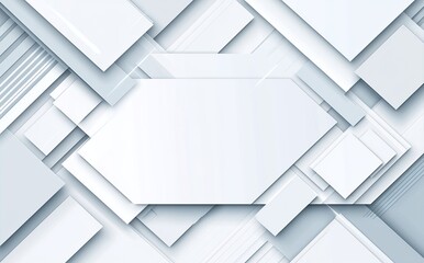 Poster - An abstract composition of layered geometric shapes in white and gray tones, creating a modern and clean aesthetic. Ideal for backgrounds, overlays, or minimalistic designs.