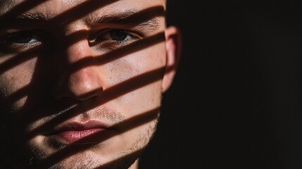 Poster - a close-up portrait of a mysterious man with dramatic shadows, ultra-hd