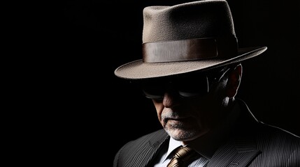 Poster - a close-up portrait of a mysterious man with dramatic shadows, ultra-hd