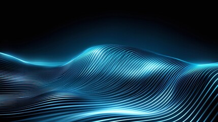 Poster - An abstract representation of flowing blue waves, illuminated with soft light against a dark background, creating a mesmerizing visual display of motion and energy.