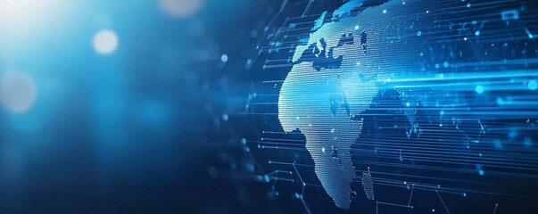 Poster - An abstract representation of the world with digital connections and data flow, symbolizing technological advancements and globalization in the modern age