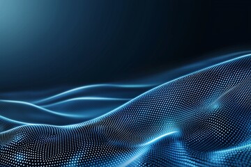 Poster - An abstract visualization of digital waves reflecting technology and innovation. Vibrant blue hues flow seamlessly, creating a sense of depth and movement in the digital realm.
