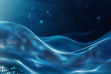 Poster - Captivating abstract wave patterns in shades of blue, illustrating the fluidity of technology