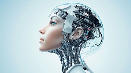 Poster - A portrait of a robot-human hybrid, AI-generated details, 8K