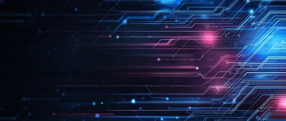 Aufkleber - Dynamic abstract digital background showcasing flowing circuits and glowing lights, representing advanced technology and innovation. Perfect for tech-related projects and designs.