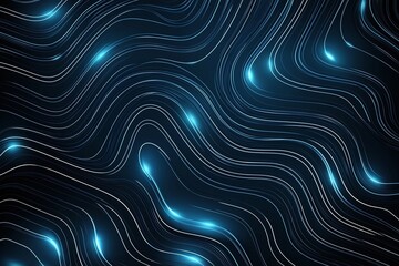 Poster - Dynamic abstract background with glowing blue lines and smooth curves