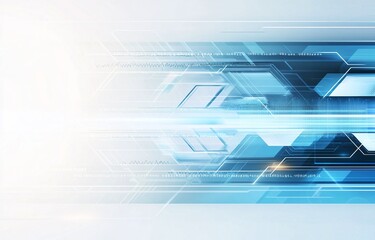 Poster - Futuristic abstract background featuring dynamic lines and geometric shapes in shades of blue. Perfect for showcasing innovation, digital transformation, or technological concepts.