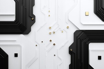 Aufkleber - High-tech circuit board design featuring contrasting black and white elements, showcasing intricate patterns and electronic components ideal for tech-related projects.