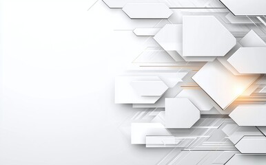 Poster - This abstract design features a modern arrangement of white geometric shapes on a light background, creating a clean and stylish visual suitable for various graphic applications.