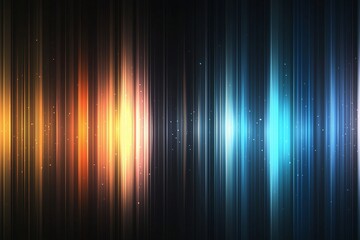 Poster - This abstract image features vibrant vertical light stripes in shades of orange, blue, and green, creating a dynamic and energetic feel