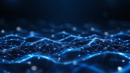 Aufkleber - This abstract image showcases a vibrant blue digital network flowing like waves, representing advanced technology and data connections in a visually stunning manner.