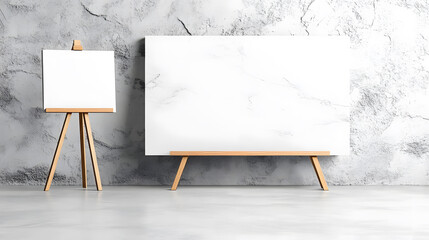 Poster - Blank canvases on easels against a textured wall