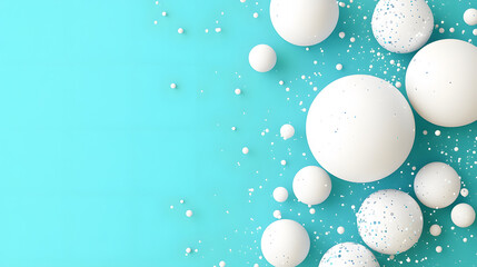 Wall Mural - Abstract composition of white spheres on a turquoise background