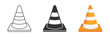 © Lysenko.A - Traffic cone icon set collection in flat style. Safety obstacle vector illustration on isolated background. Construction barrier sign business concept.