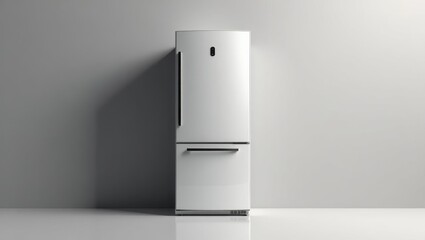 Poster - Ai Fridge. Refrigerator is white and has door open on side