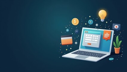 Poster - Failed Payments. Laptop is open and has lot of items coming out of it