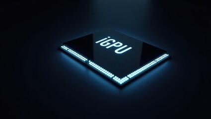 Poster - Igpu. Cpu chip is lit up in dark with blue light