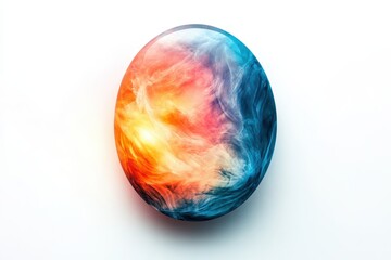 Leinwandbilder - Colorful abstract oval shape with vibrant swirls of red, orange, blue, and white against a light background