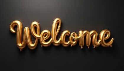 luxury golden welcome text on black. greeting script for events, weddings, holiday promotions and ho