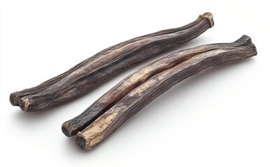 Poster - Dried and Curved Natural Wood Sticks on White Background, Perfect for Artistic Displays, Crafts, Decor, and Creative Projects