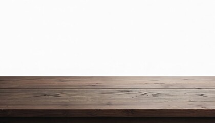 Poster - Empty dark wooden table top isolated on white background. Clipping path, copy space ideal to display, montage products. Wood texture provides rustic, vintage feeling. Desk mockup, surface for home