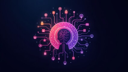 Poster - Threat Intelligence. Image shows graphic of brain surrounded by many connected lines
