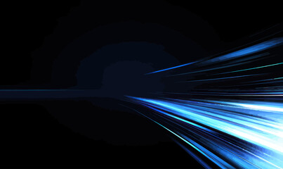 Poster - Dynamic Black and Blue Technology Background with Glowing High-Speed Light Effect