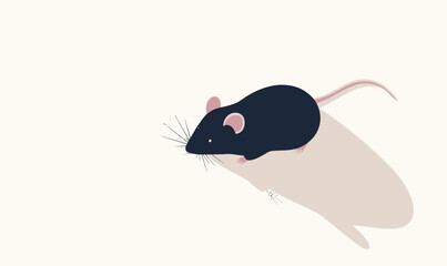 Poster - Minimalist Black Mouse Silhouette Vector on White Background for Modern Designs
